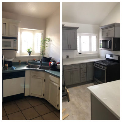Before & after - Grey Kitchen