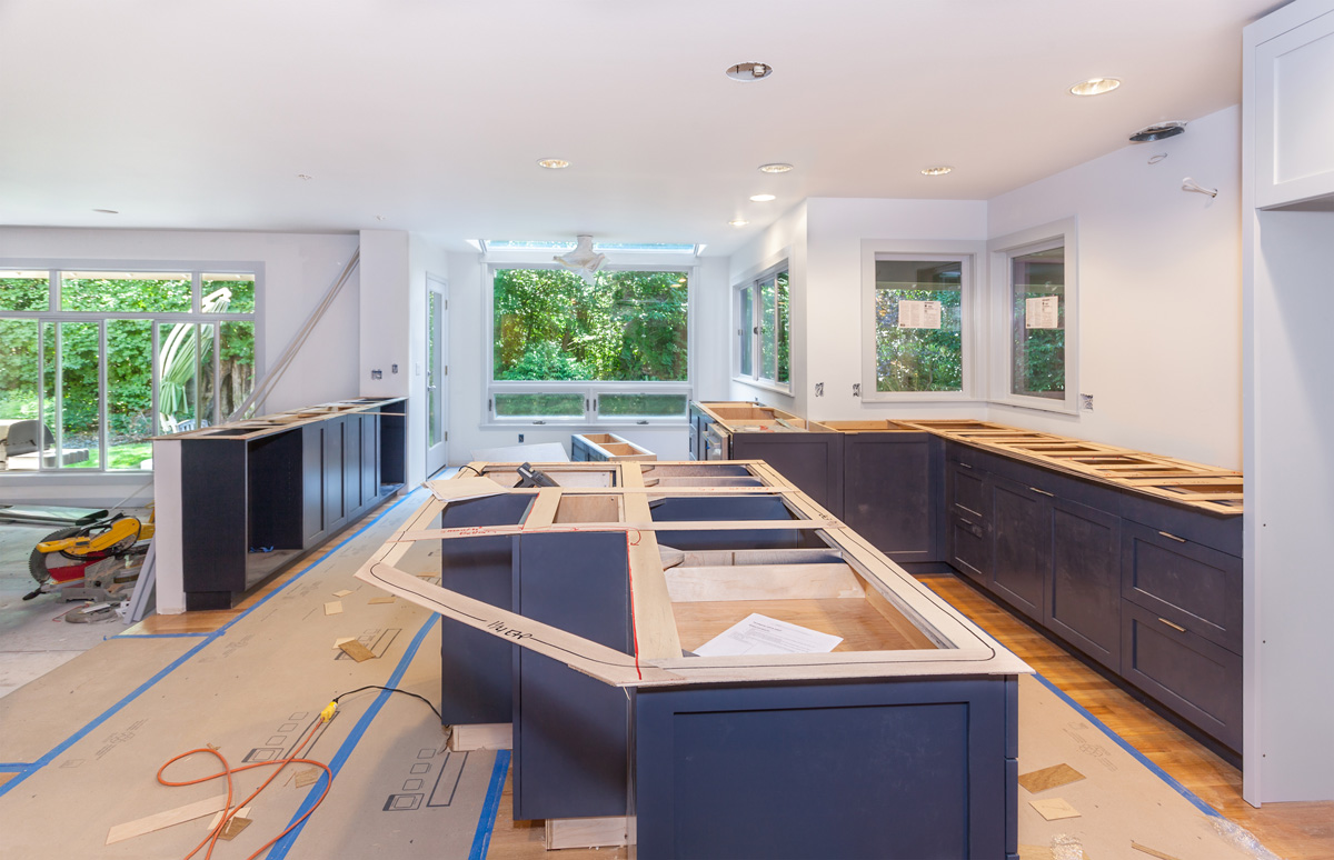 A kitchen under construction for a remodeling project in El Paso.